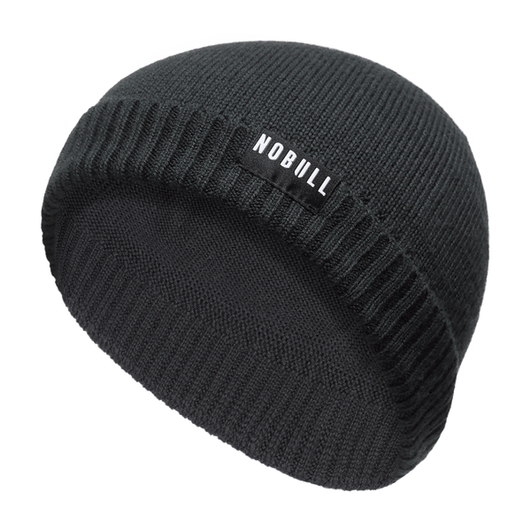 Black COOLMAX® Beanie Front Silhouette Angle