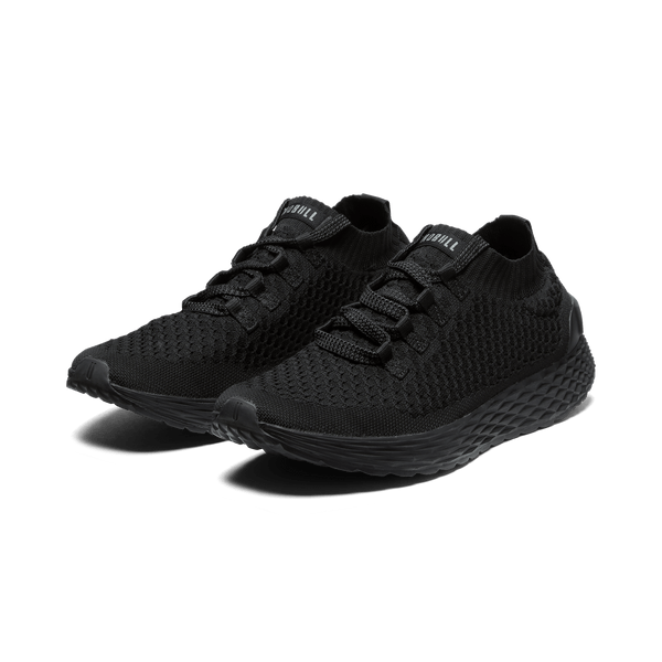 Women's Black Allday Knit Shoes Front Side Angle