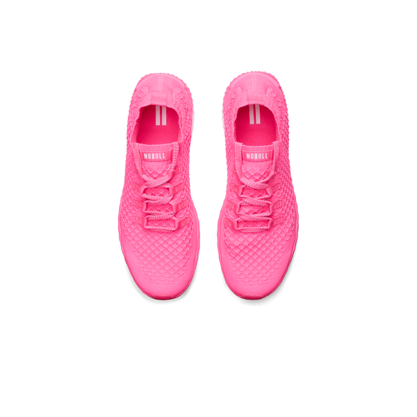 Men's Neon Pink Allday Knit Shoes Above Angle