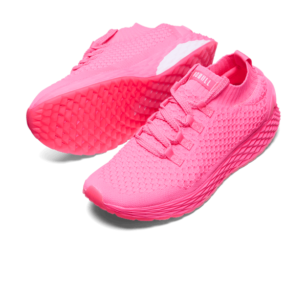 Men's Neon Pink Allday Knit Shoes Angled