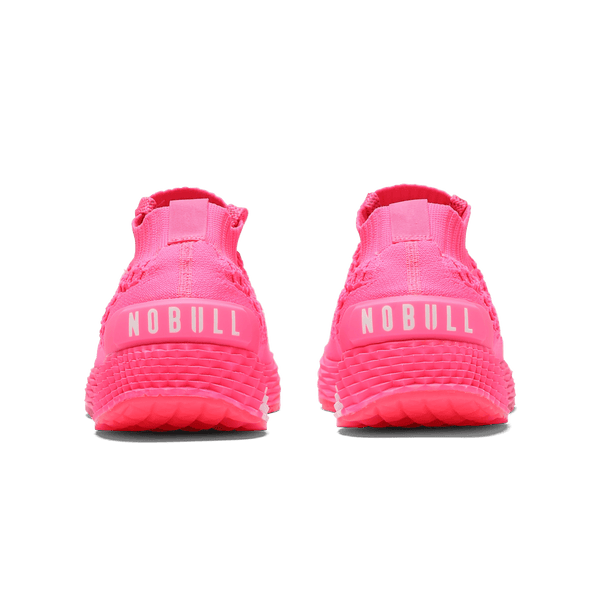 Men's Neon Pink Allday Knit Shoes Back Angle