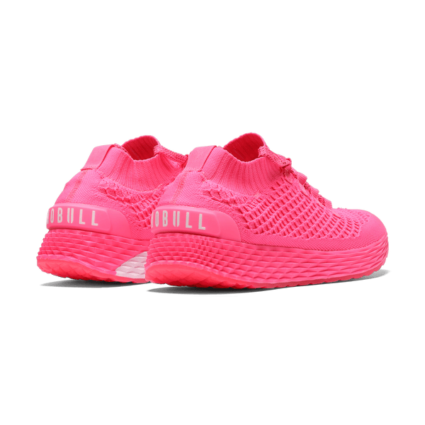 Men's Neon Pink Allday Knit Shoes Back Side Angle