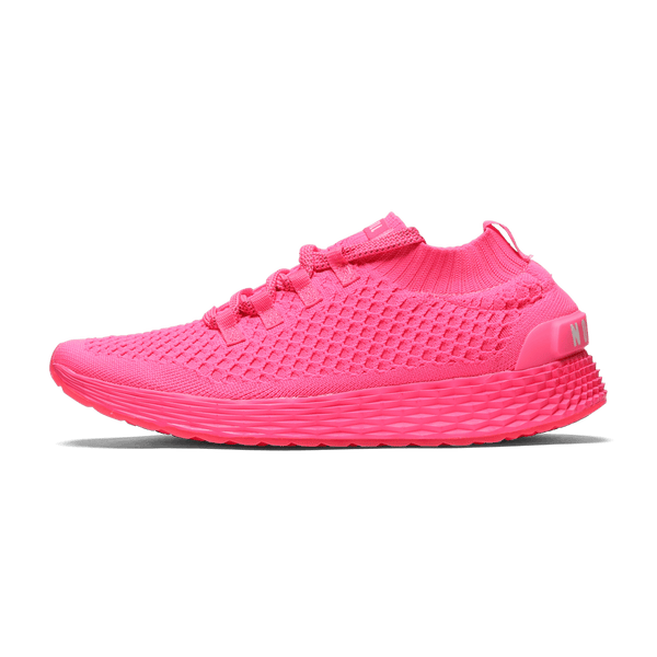 Men's Neon Pink Allday Knit Shoes Side Angle