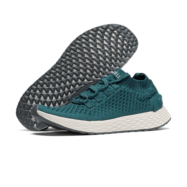 Dark Teal Allday Knit Shoe Angled.