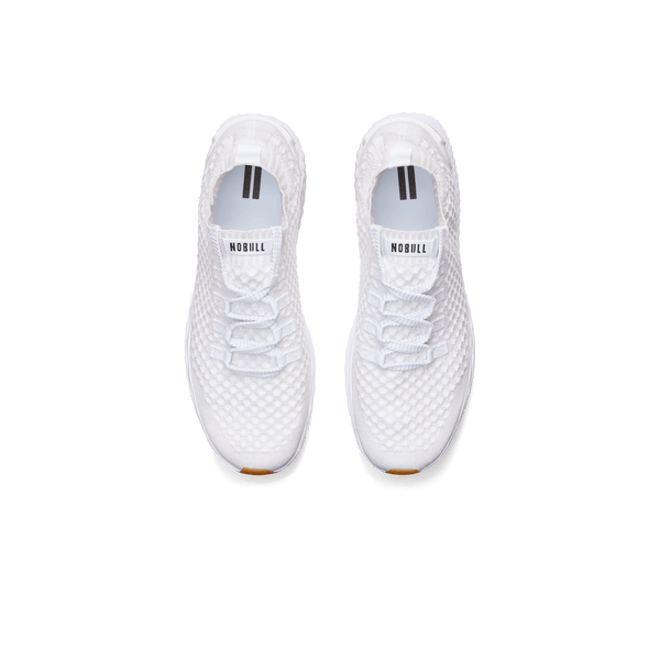 Women's White Allday Knit Shoes Above Angle