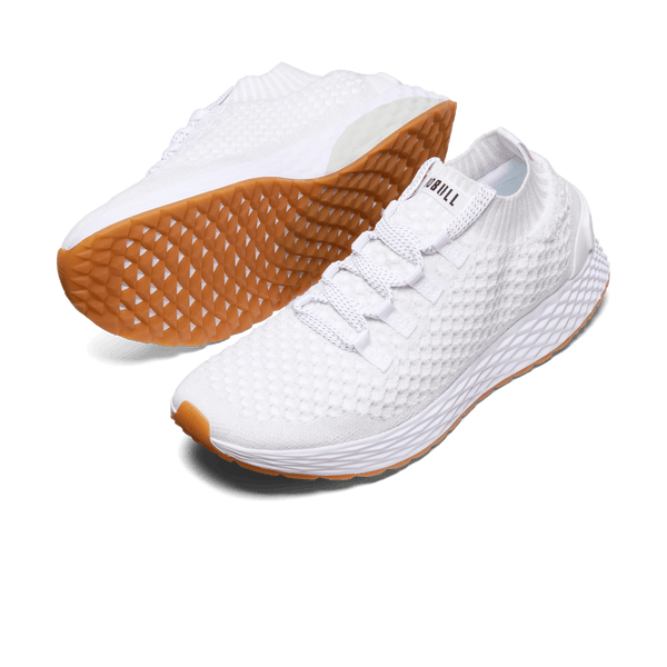Women's White Allday Knit Shoes Angled
