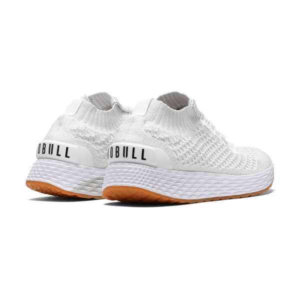 Women's White Allday Knit Shoes Back Side Angle