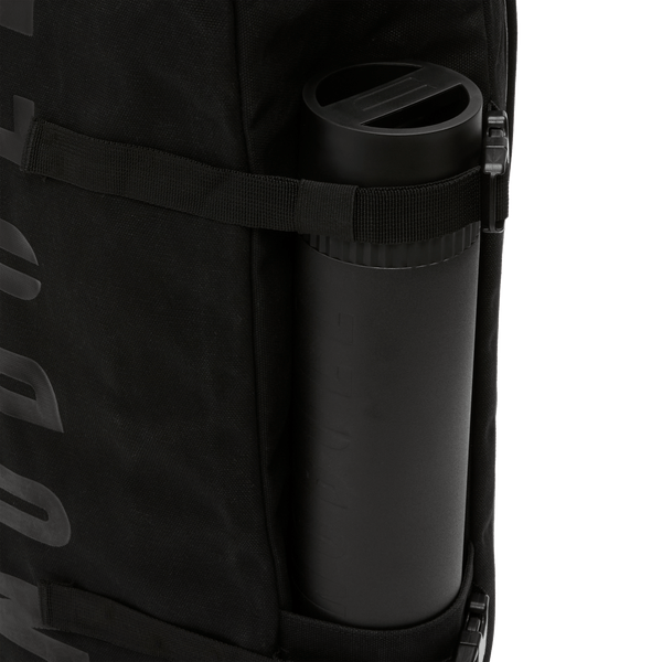 Black NOBULL Waxed Canvas Duffleback Water Bottle Sleeve Angle