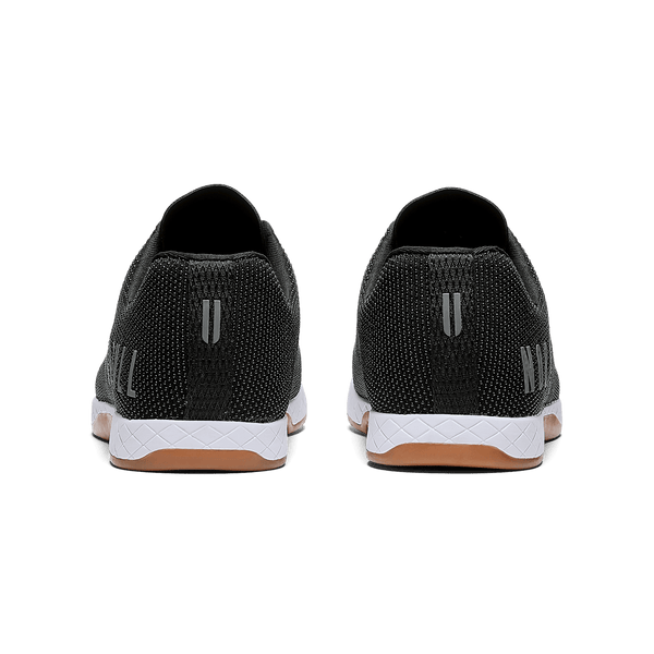 Women's Black White Gum Outwork Shoes Back Angle