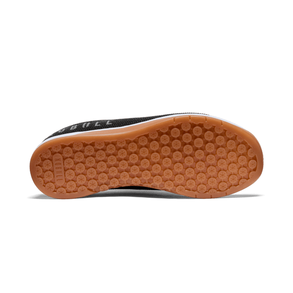 Women's Black White Gum Outwork Shoes Bottom Angle