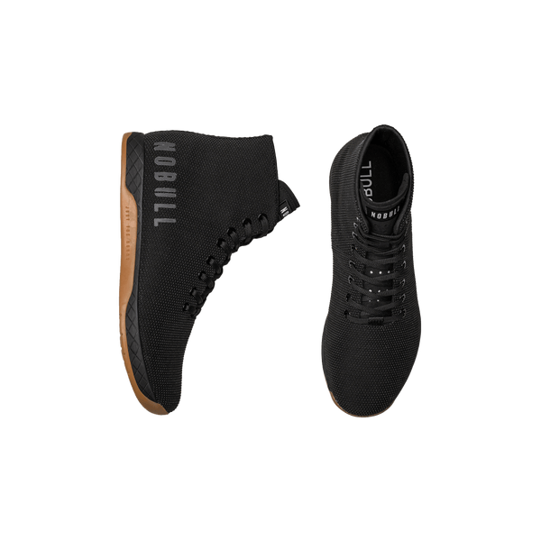 Women's Black Gum Outwork High-Top Shoes Above Angle