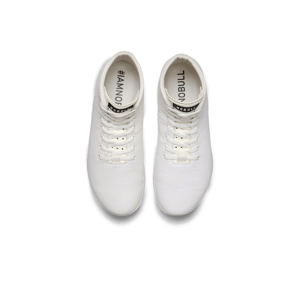 Women's White Outwork High-Top Shoes Above Angle