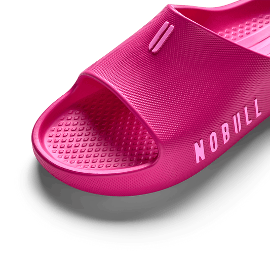 Women's Signal Pink Recharge Slide Detail Angle.
