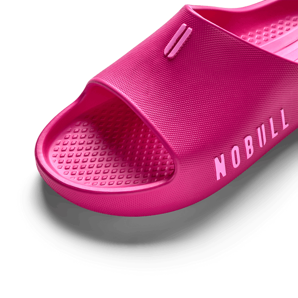 Women's Signal Pink Recharge Slide Detail Angle.