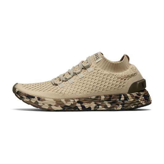 Beige Camo Allday Knit Shoes Side Angle.