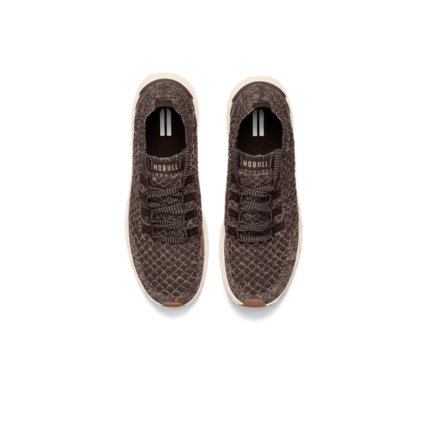 Brown Heather Allday Knit Shoes Above Angle.