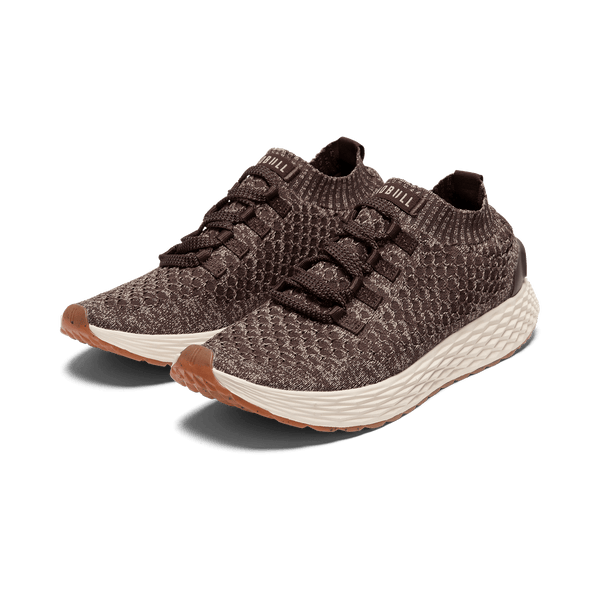 Brown Heather Allday Knit Shoes Front Side Angle.