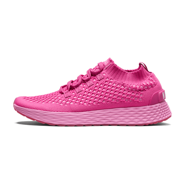 Fuchsia Allday Knit Shoes Side Angle.