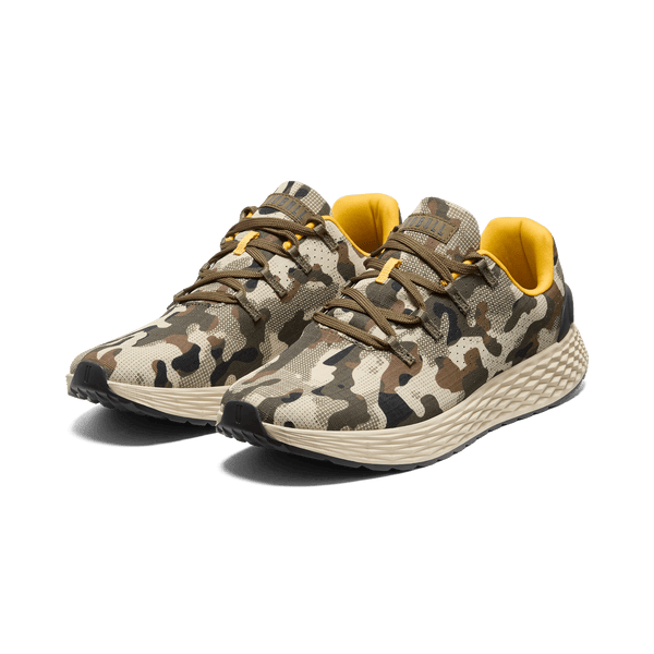 Beige Camo Allday Ripstop Shoes Front Side Angle.