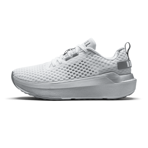 Classic White Silver Metallic Journey 2 Shoe Side Angle.