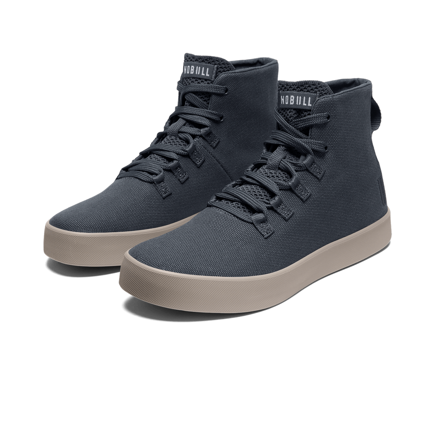 Nightfall Recs Canvas High-Tops Front Side Angle.