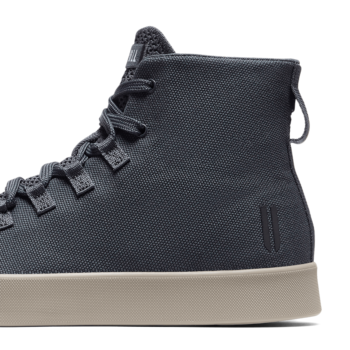 Nightfall Recs Canvas High-Tops Detail Shot Angle.