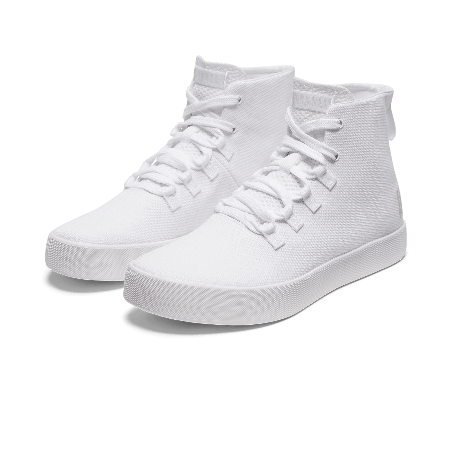 White Recs Canvas High-Top Front Side Angle.