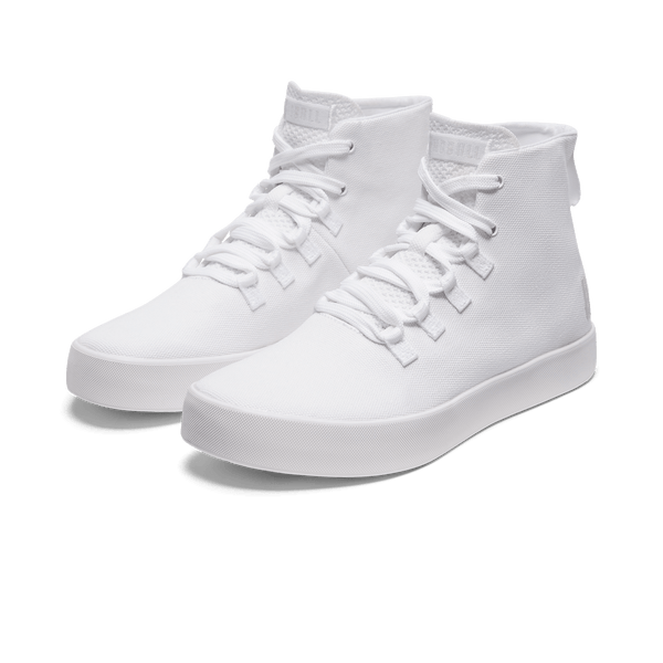 White Recs Canvas High-Top Front Side Angle.