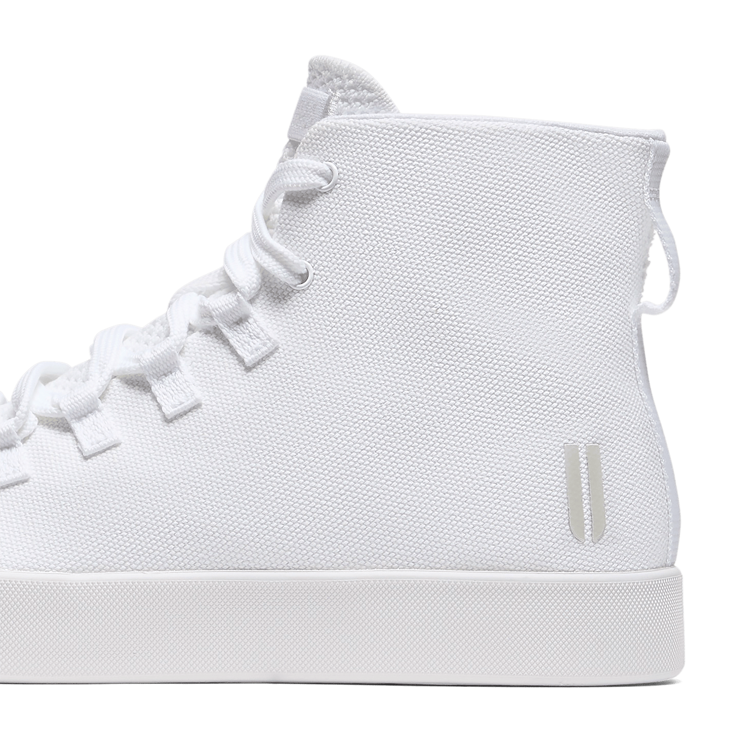 White Recs Canvas High-Top Detail Shot Angle.
