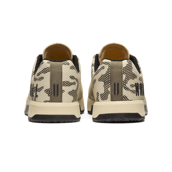 Beige Camo Outwork Edge Shoes Back Angle.