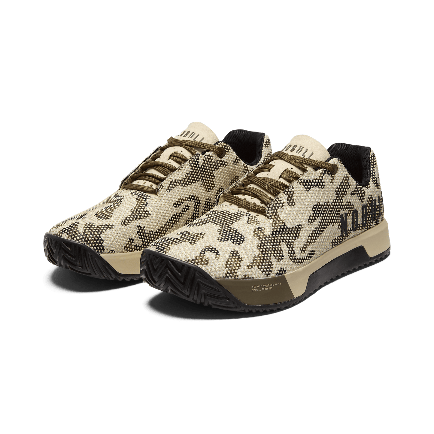 Beige Camo Outwork Edge Shoes Front Side Angle.