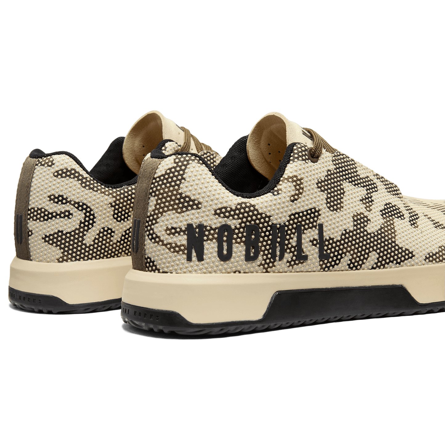Beige Camo Outwork Edge Shoes Back Side Angle.