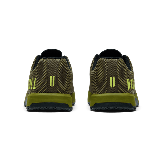 Tactical Green Jet Black Outwork Edge Shoe Back Angle.