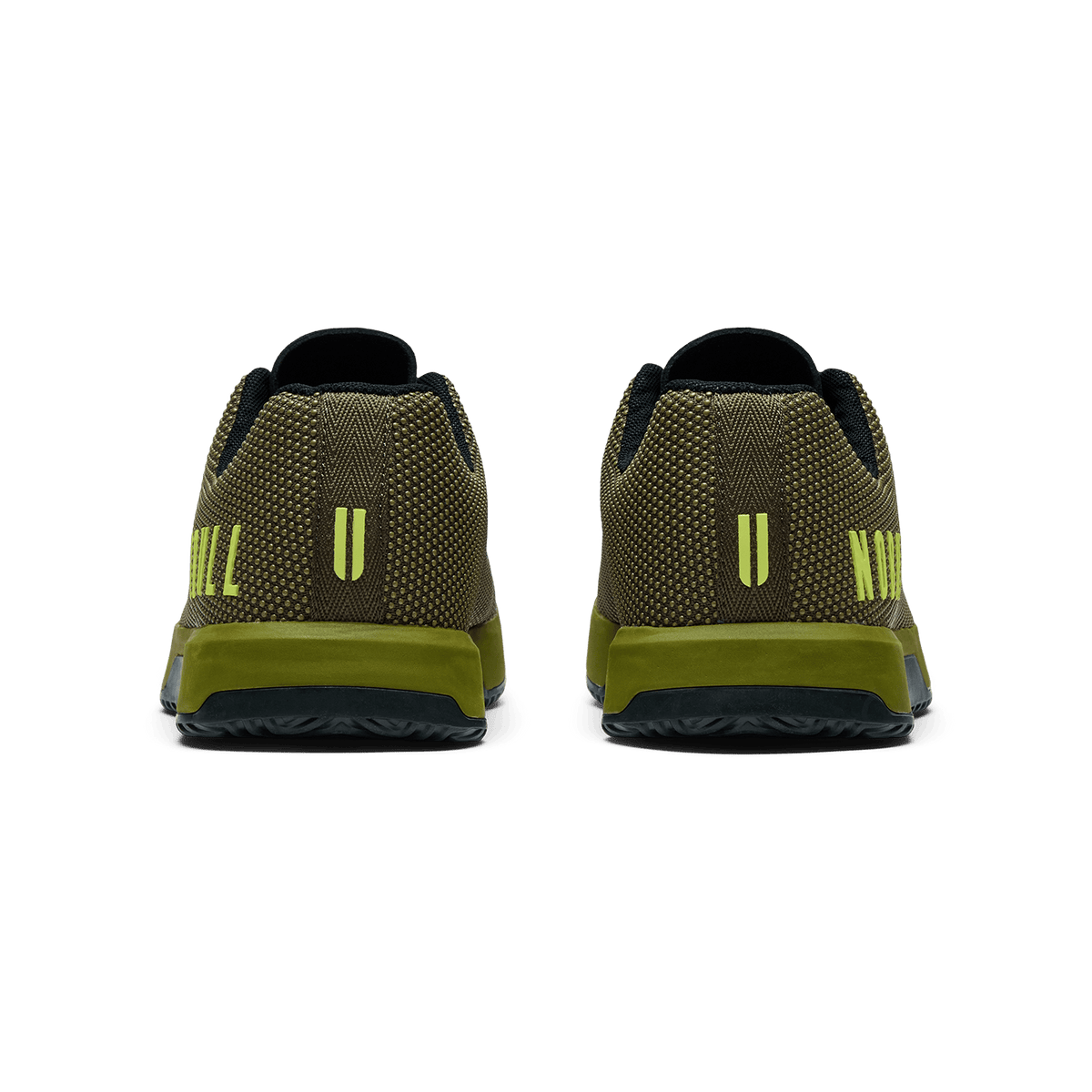 Tactical Green Jet Black Outwork Edge Shoe Back Angle.