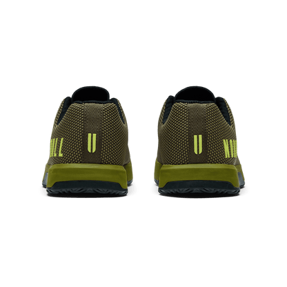 Tactical Green Jet Black Outwork Edge Shoe Back Angle.