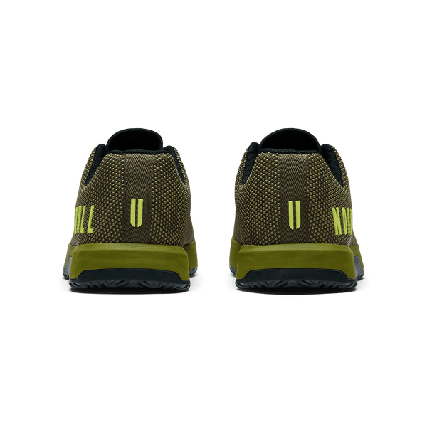 Tactical Green Jet Black Outwork Edge Shoe Back Angle.