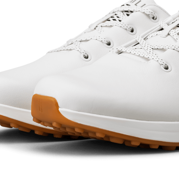 Women's White Leather Golf Shoes Toe Box Angle