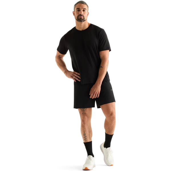 Men's Full Body Black Be U Crew Sock Front Angle.