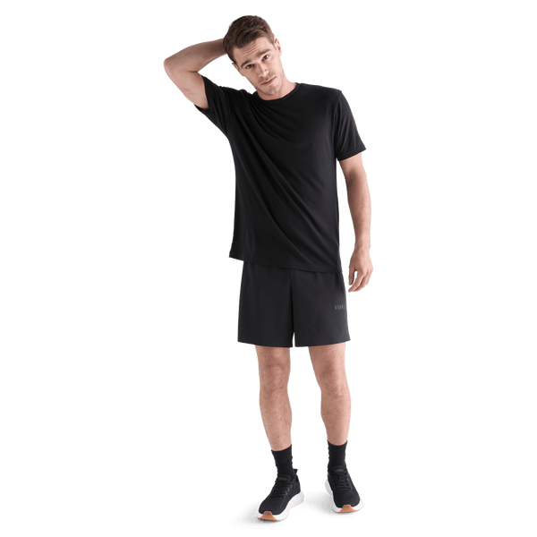 Men's Black Light Lined Short 7" Front Full Body Angle