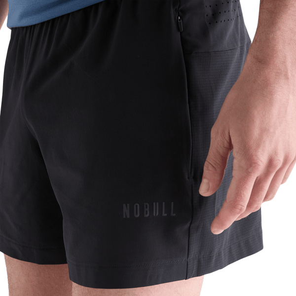 Men's Black Hybrid Short 5" Zipper Pocket Angle