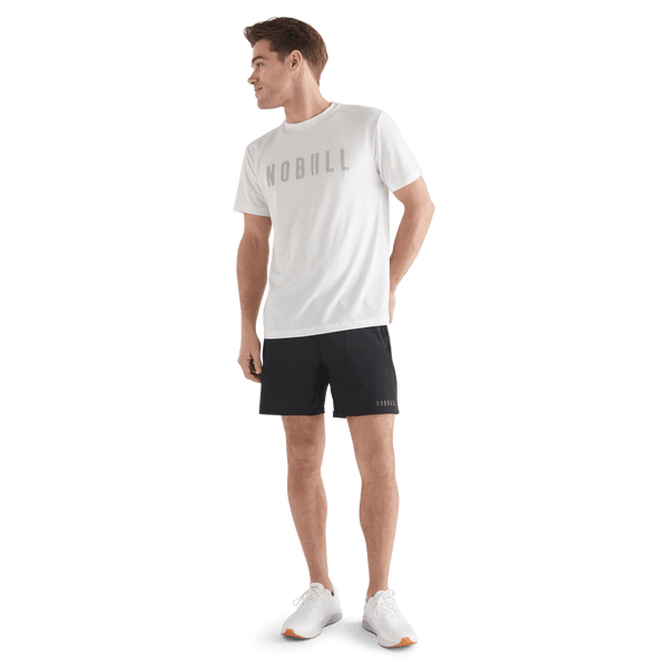 Men's Black Lightweight Knit Short 7" Front Full Body Angle