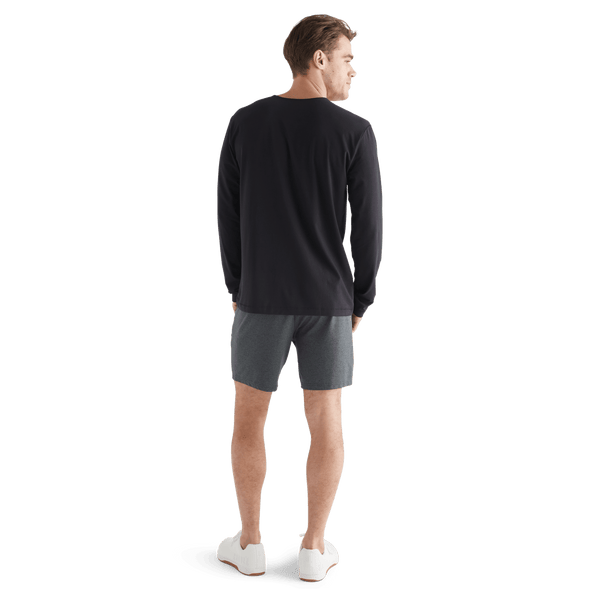 Men's Charcoal Heather Lightweight Knit Short 7" Back Full Body Angle