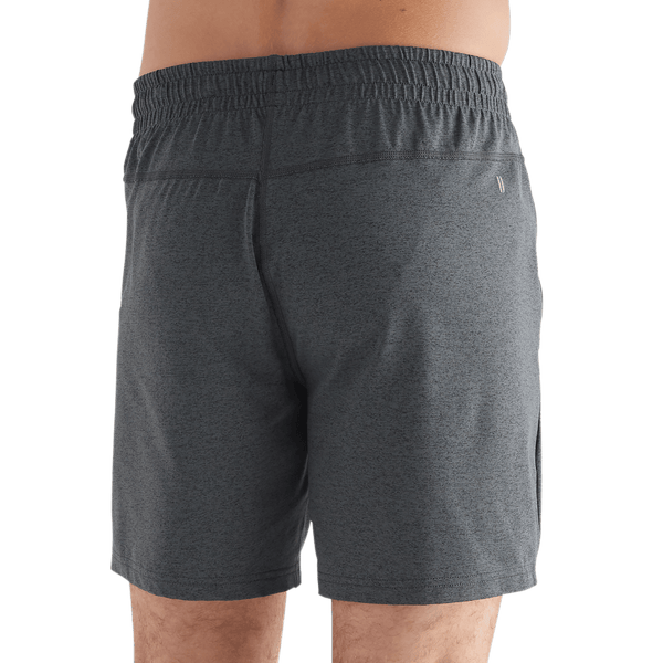 Men's Charcoal Heather Lightweight Knit Short 7" Back Angle