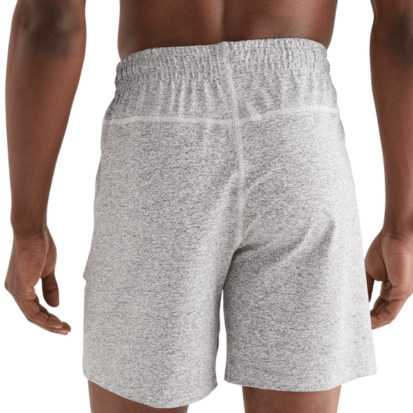 Men's White Heather Lightweight Knit Short 7" Back Angle