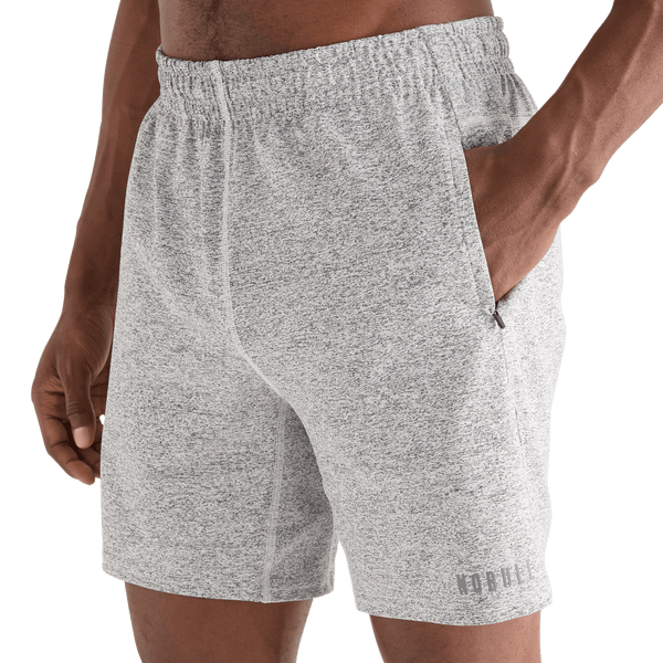 Men's White Heather Lightweight Knit Short 7" Front Angle