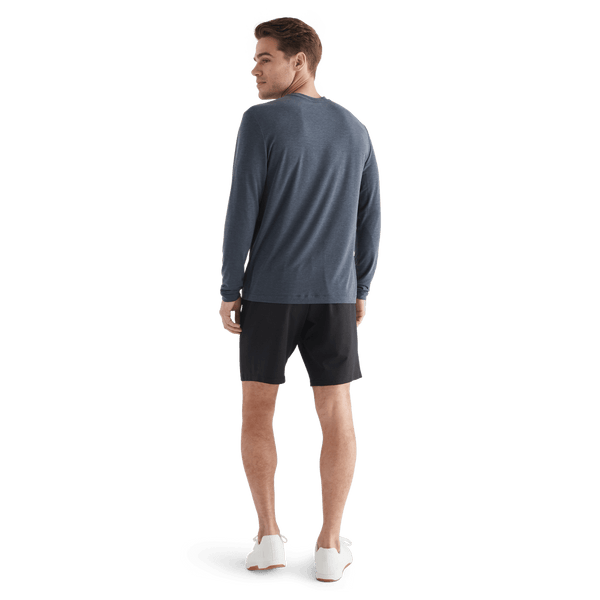 Men's Black Lightweight Knit Short 9" Back Full Body Angle