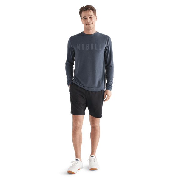 Men's Black Lightweight Knit Short 9" Front Full Body Angle
