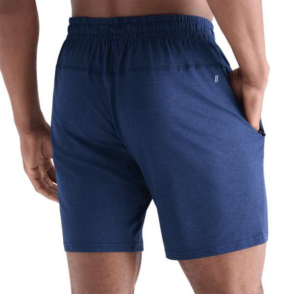 Men's Navy Heather Lightweight Knit Short 9" Back Angle