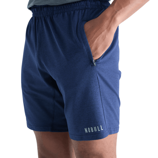 Men's Navy Heather Lightweight Knit Short 9" Pocket Angle