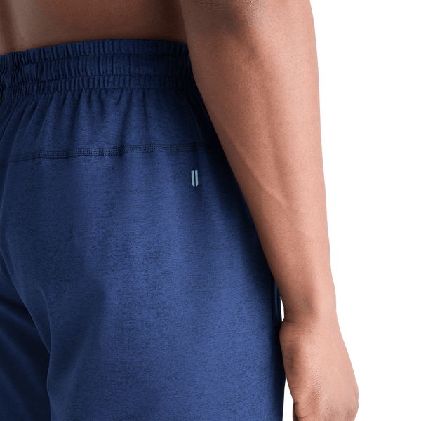 Men's Navy Heather Lightweight Knit Short 9" Logo Angle